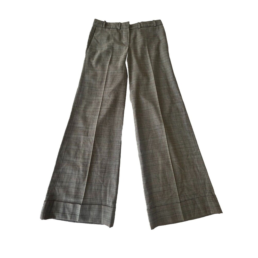 Chloé Wool Plaid Trousers Cuffed Wide Leg Front Zip Lined Size 38-US SZ 6 Approx